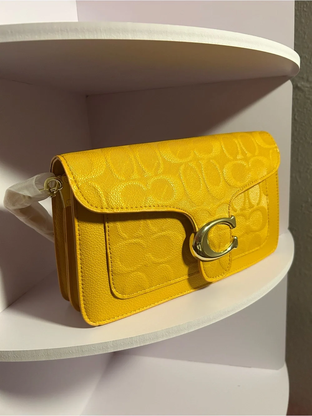 Coach Bright Yellow Signature Leather Crossbody with Gold 'C' Accent